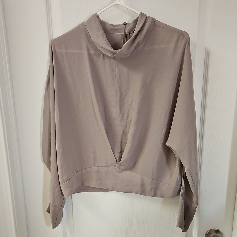 Women's Gray Cowl Neck Top